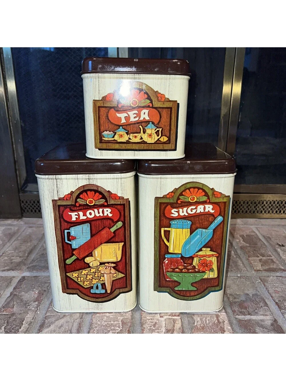Vintage Flour Sugar Tea Metal Tins